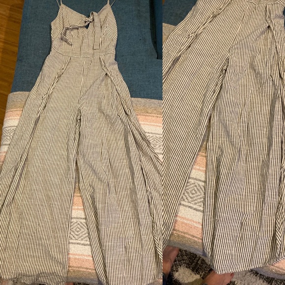 Pants - Striped tie front jumpsuit